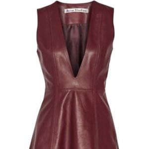 Acne Studios Lavern leather dress burgundy 34 XS